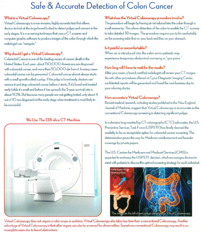 Virtual Colonoscopy Cyrus Diagnostic Imaging Inc 